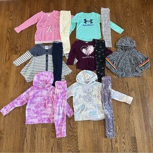 Size 5 / 6 Bundle of Six Girls Outfits (6 tops / 6 bottoms) & zip up sweatshirt